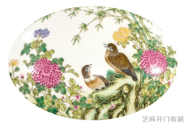 乾隆 粉彩描金开光花鸟纹茡荠瓶