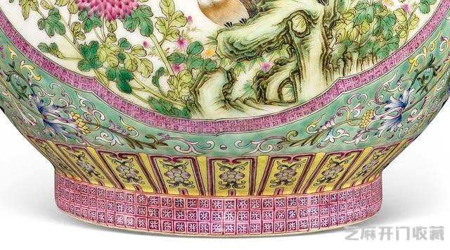 乾隆 粉彩描金开光花鸟纹茡荠瓶