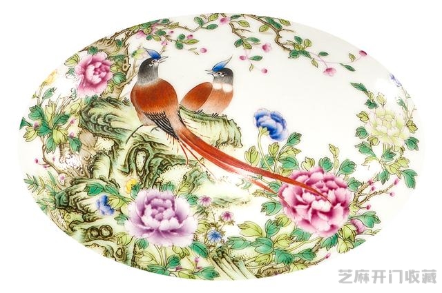 乾隆 粉彩描金开光花鸟纹茡荠瓶
