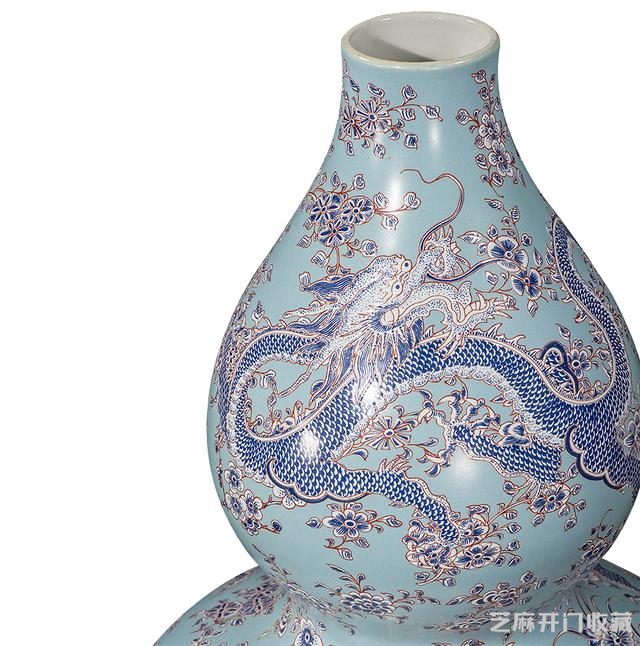 康熙 粉彩龙纹葫芦瓶