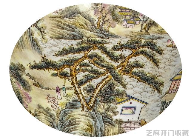 乾隆 山水纹五彩将军罐