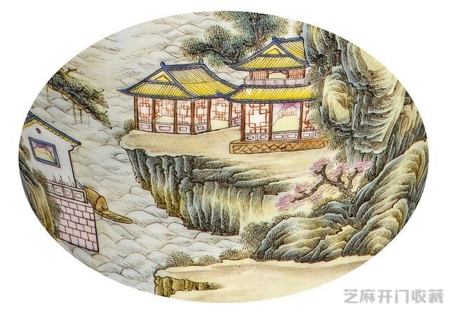 乾隆 山水纹五彩将军罐