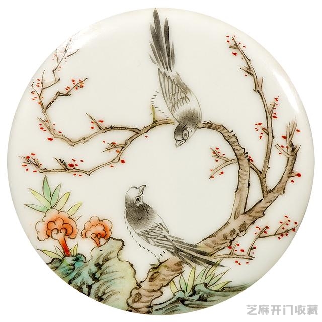 乾隆 粉彩轧道描金开光花鸟纹抱月双联瓶