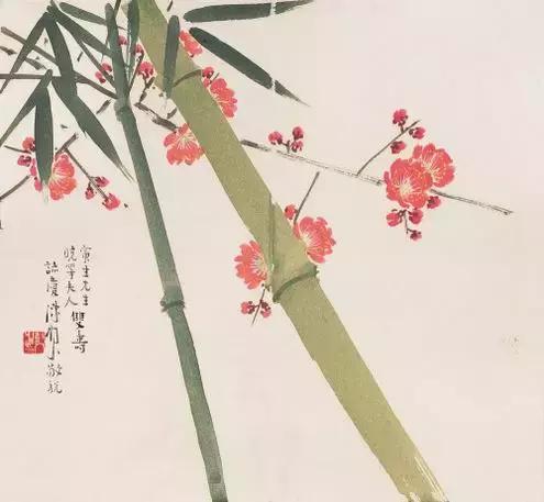 陈树人花鸟 枫红花艳画更美