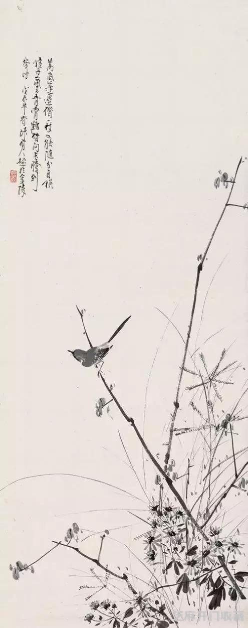 陈树人花鸟 枫红花艳画更美