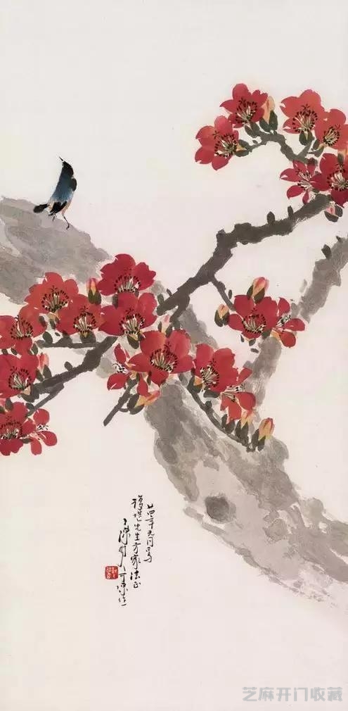 陈树人花鸟 枫红花艳画更美
