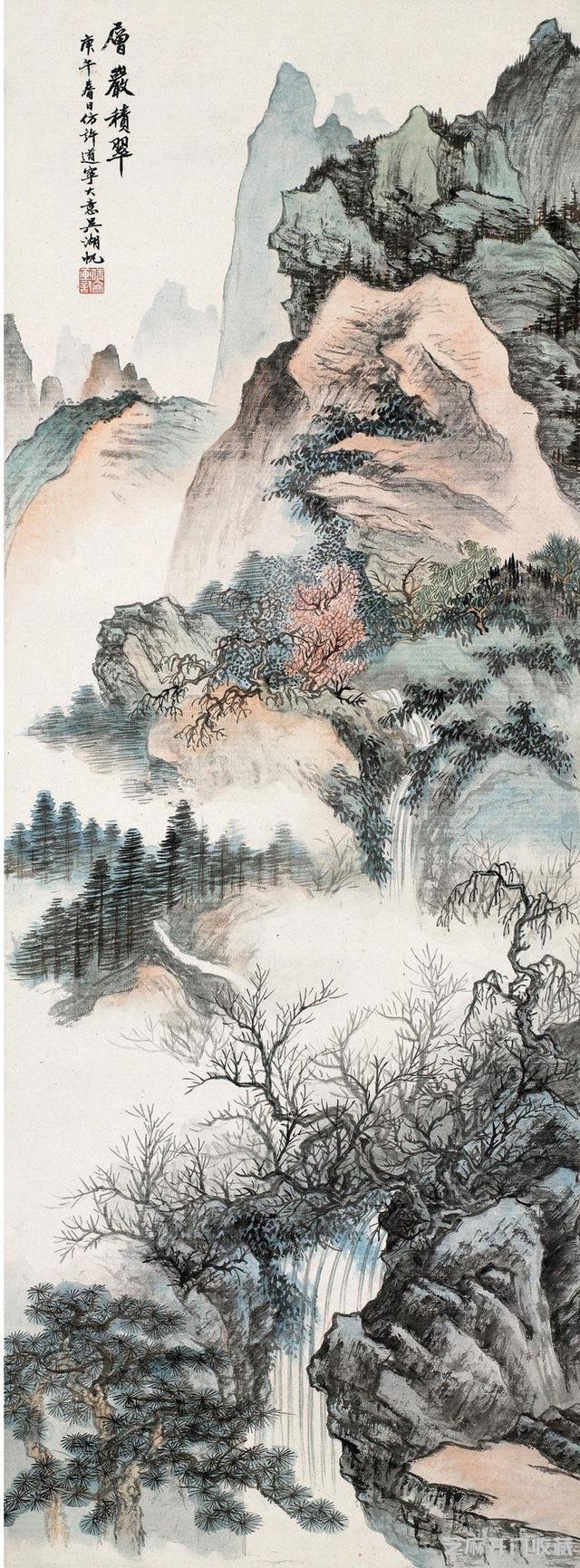 吴湖帆师古山水笔墨借鉴