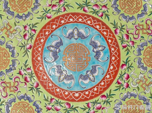 光绪 粉彩五福捧寿纹描金大盘