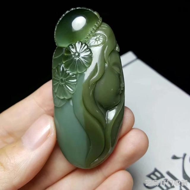 籽合玉器！和田玉俄罗斯碧玉猫眼玉贵人挂件！