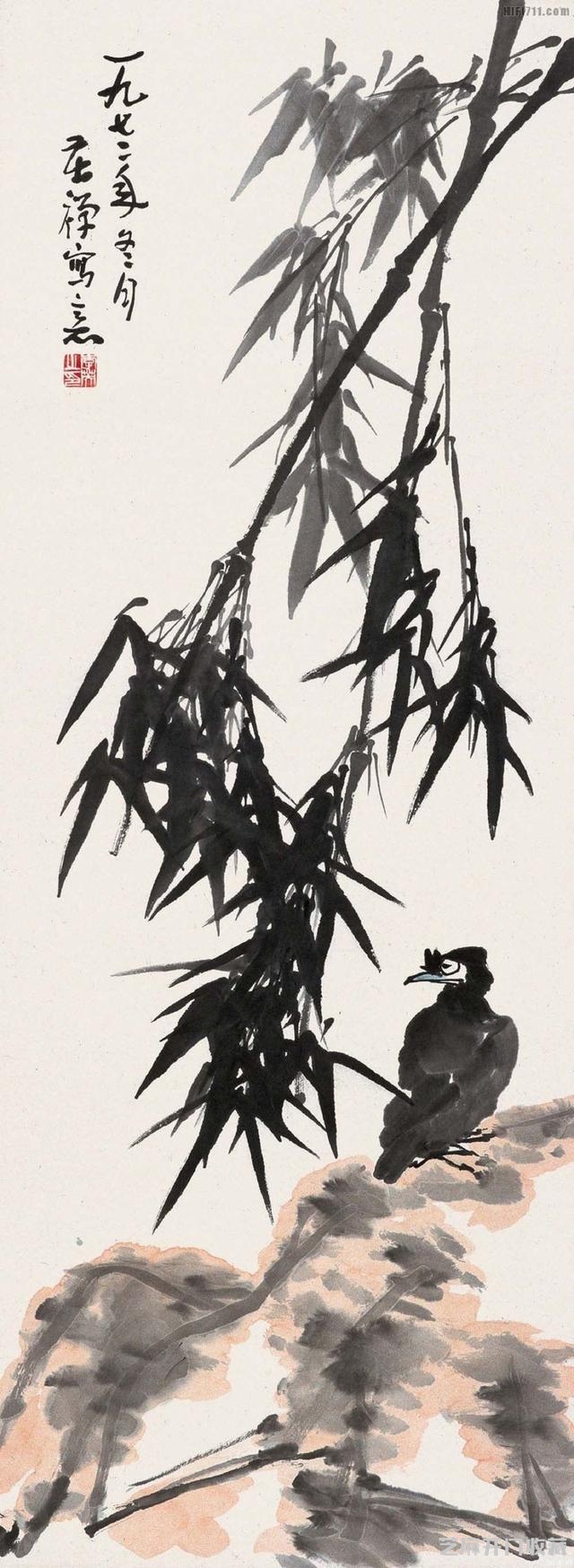 李苦禅《翠鸟荷花》
