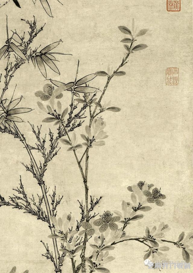 国画精赏王渊《竹石集禽图》(上海博物馆藏)