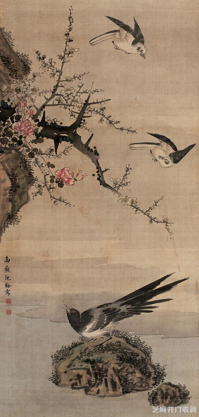 沈铨百鸟图与吕纪 边文进花鸟比较
