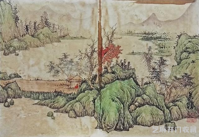 元 吴镇《山水册页》