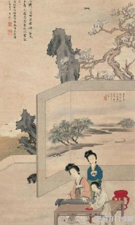 国画大师袁松年与冯超然的山石