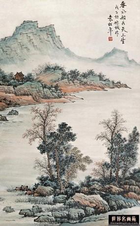 国画大师袁松年与冯超然的山石