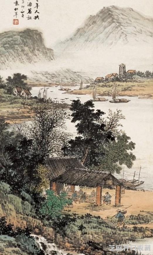 国画大师袁松年与冯超然的山石
