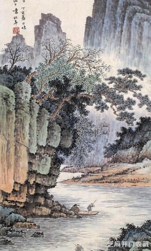 国画大师袁松年与冯超然的山石