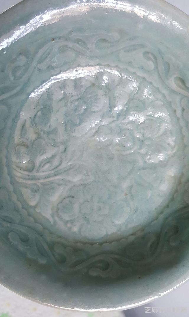 五代~北宋早黄堡窑青蓝釉印花小盘