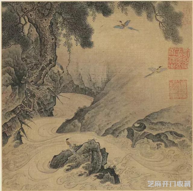 宋 佚名《画松涧山禽图》（高清）