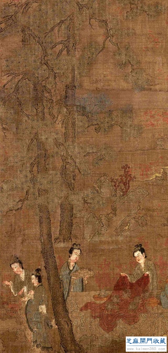 阮郜《阆苑女仙图》：画中女仙体态纤弱，衣纹勾描细密圆软！