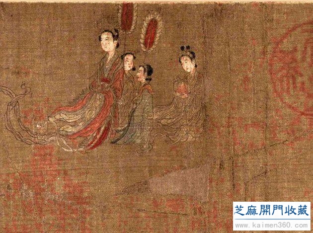 阮郜《阆苑女仙图》：画中女仙体态纤弱，衣纹勾描细密圆软！