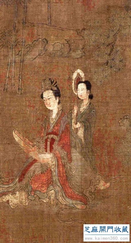 阮郜《阆苑女仙图》：画中女仙体态纤弱，衣纹勾描细密圆软！