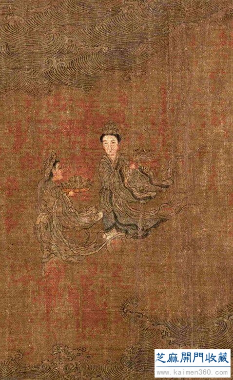 阮郜《阆苑女仙图》：画中女仙体态纤弱，衣纹勾描细密圆软！