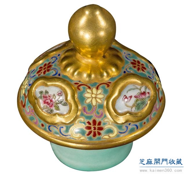 乾隆 粉彩描金开光育子图执壶