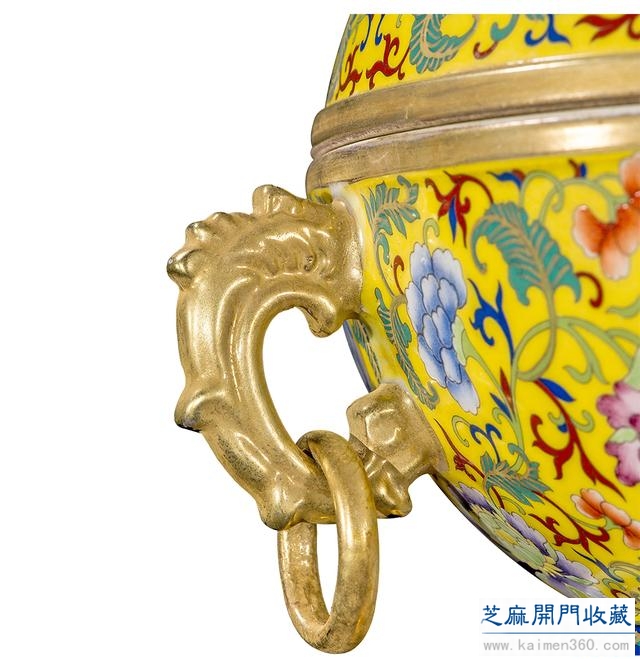 雍正 粉彩描金开光花鸟纹莲座暖锅