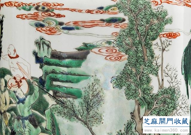 康熙 五彩哪吒闹东海纹棒槌瓶