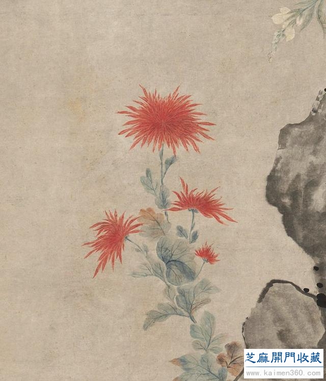 「国画精赏」清 · 华嵒《朱菊秋禽图》