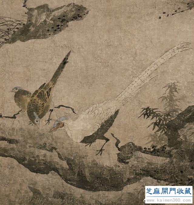 元 夏叔文《柳汀聚禽图》
