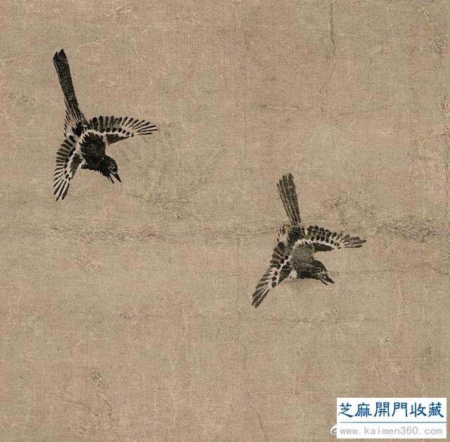 元 夏叔文《柳汀聚禽图》