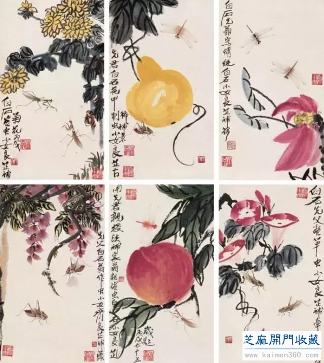 齐白石草虫图200张，他把草虫画活了
