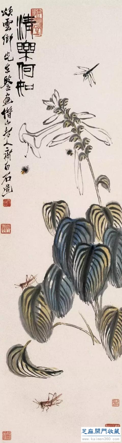 齐白石草虫图200张，他把草虫画活了