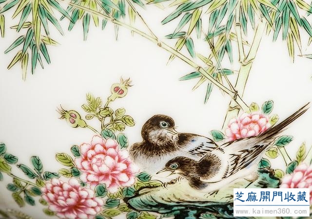 雍正 珐琅彩竹石山雀碗