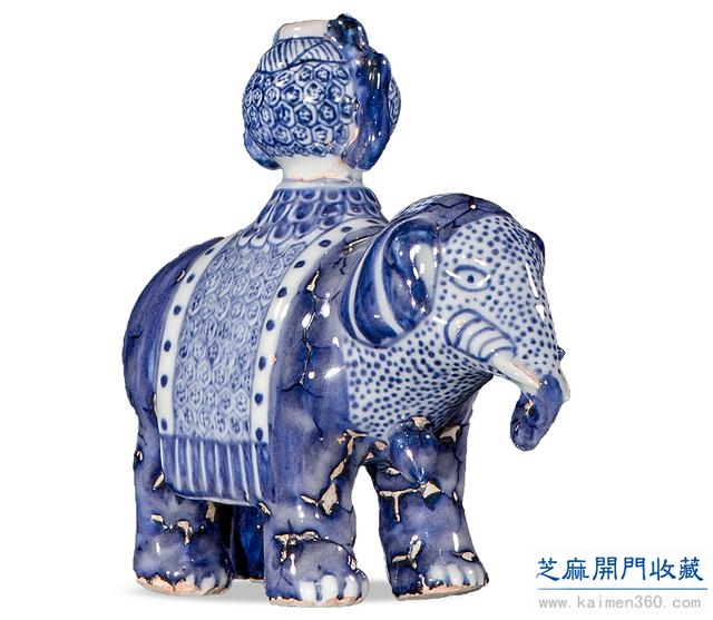 宣德 青花平安有象仿生塑瓷