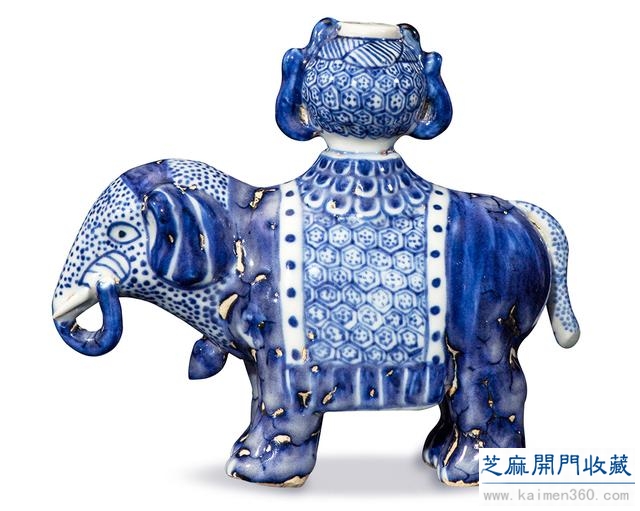 宣德 青花平安有象仿生塑瓷