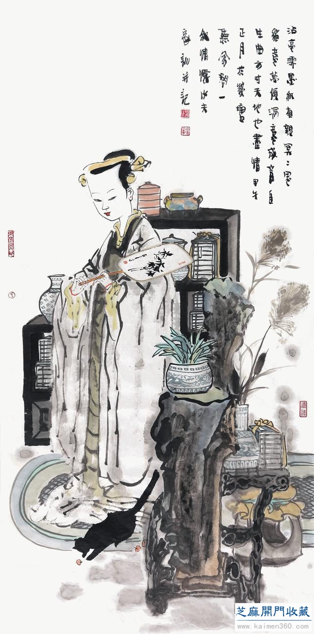 王家训仕女画，典雅风情跃然纸上
