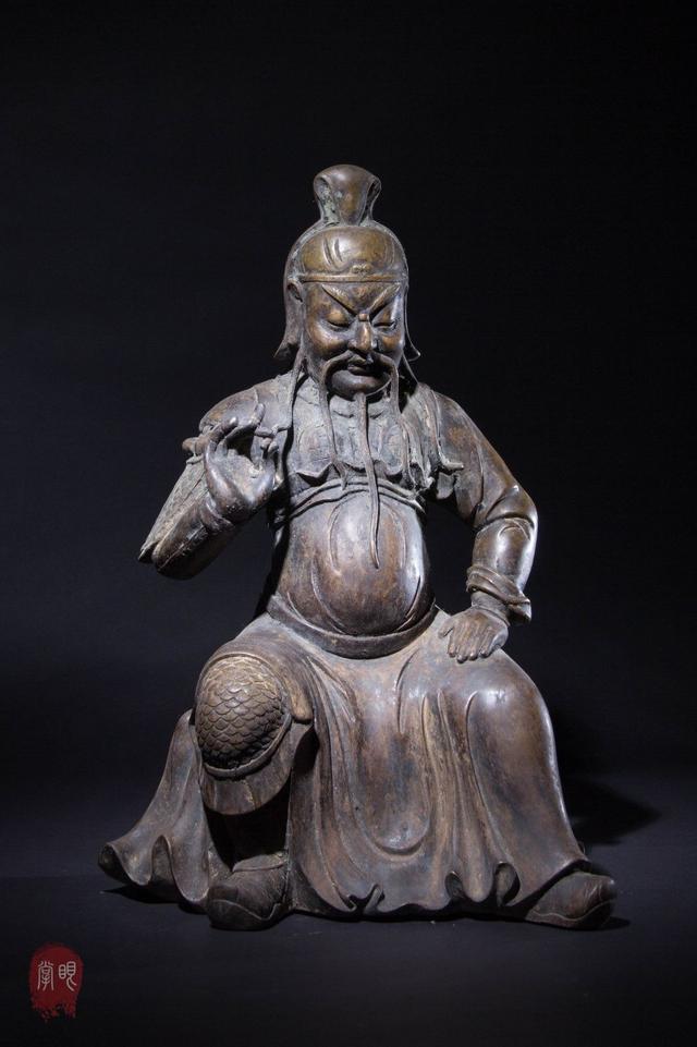 清末铜胎关公坐像