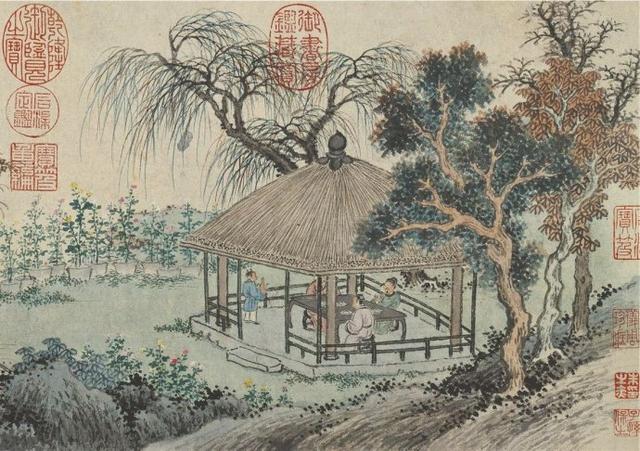 每日读一画｜明 沈周《盆菊幽赏图》