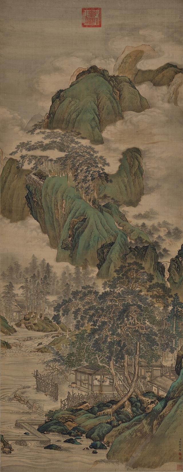 逐日读一画｜清 徐扬《山庄清话图轴》