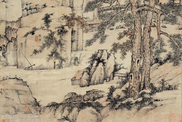 逐日读一画 | 清 弘仁 《松溪石壁图》