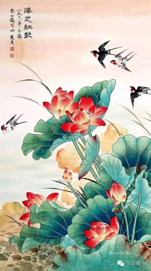 俞致贞画荷，清秀怡人，飘香万里！