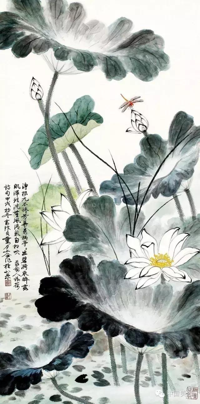 俞致贞画荷，清秀怡人，飘香万里！