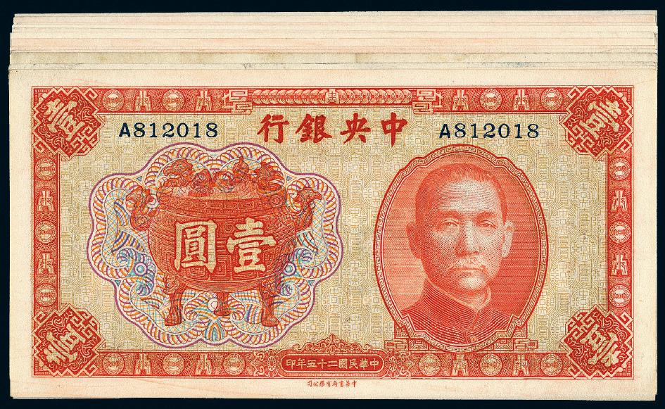 民国二十五年中央银行壹圆十三枚