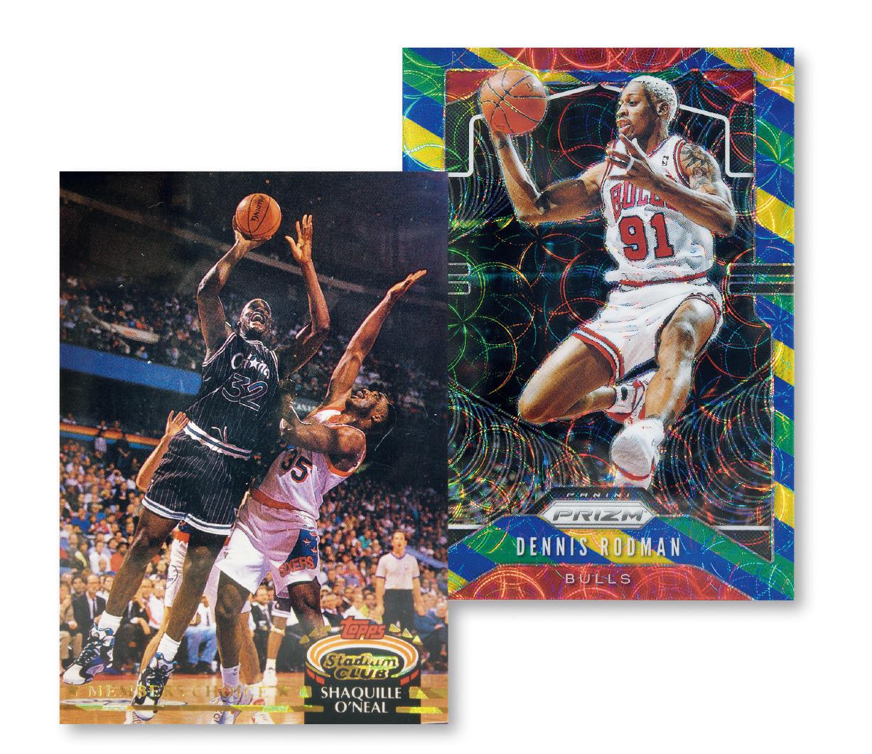 TOPPS奥尼尔新秀卡、PANINI罗德曼基础卡(均PSA 9)